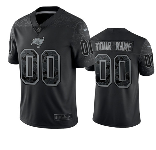 Men's Custom Tampa Bay Buccaneers Black Reflective Limited Stitched Jersey