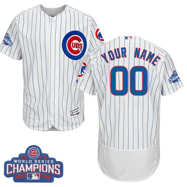 Men's Customized MLB Majestic Chicago Cubs 2016 World Series Champions Flex Base Authentic White Jersey Men's Customized MLB Majestic Chicago Cubs 2016 World Series Champions Flex Base Authentic White Jersey