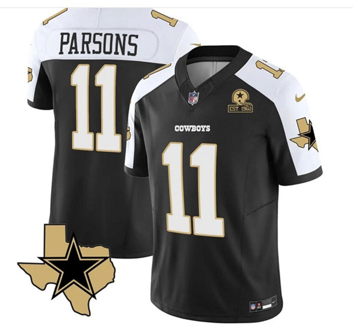 Men's Dallas Cowboys #11 Micah Parsons 2023 F.U.S.E. Black White With Established In 1960 Patch Stitched Football Jersey Men's Dallas Cowboys #11 Micah Parsons 2023 F.U.S.E. Black White With Established In 1960 Patch Stitched Football Jersey