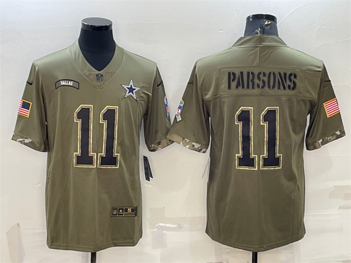Men's Dallas Cowboys #11 Micah Parsons Olive 2022 Salute To Service Limited Stitched Jersey Men's Dallas Cowboys #11 Micah Parsons Olive 2022 Salute To Service Limited Stitched Jersey