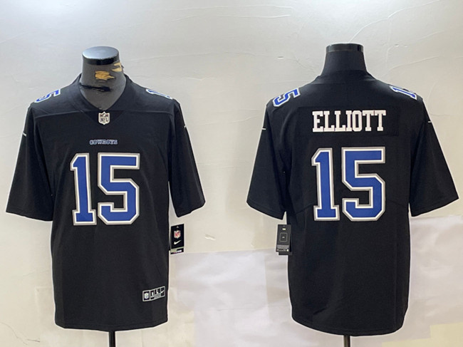 Men's Dallas Cowboys #15 Ezekiel Elliott Black Throwback Vapor Untouchable Limited Stitched Football Jersey Men's Dallas Cowboys #15 Ezekiel Elliott Black Throwback Vapor Untouchable Limited Stitched Football Jersey