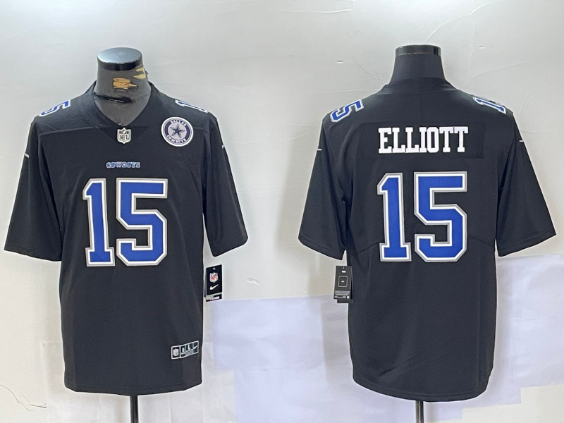 Men's Dallas Cowboys #15 Ezekiel Elliott Black Throwback Vapor Untouchable Limited Stitched Football Jersey 1 Men's Dallas Cowboys #15 Ezekiel Elliott Black Throwback Vapor Untouchable Limited Stitched Football Jersey 1