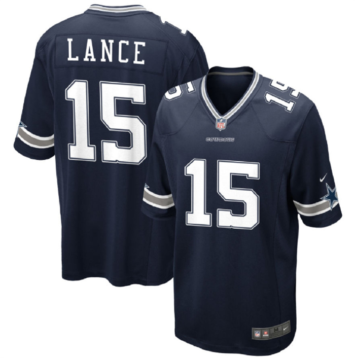 Men's Dallas Cowboys #15 Trey Lance Navy Stitched Football Game Jersey Men's Dallas Cowboys #15 Trey Lance Navy Stitched Football Game Jersey