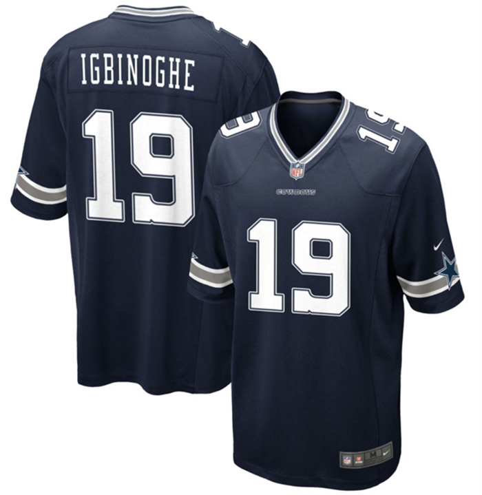 Men's Dallas Cowboys #19 Noah Igbinoghene Navy Stitched Football Game Jersey Men's Dallas Cowboys #19 Noah Igbinoghene Navy Stitched Football Game Jersey