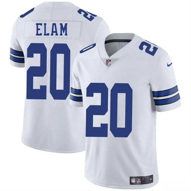 Men's Dallas Cowboys #20 Kaiir Elam White 2025 Vapor Untouchable Limited Stitched Football Jersey Men's Dallas Cowboys #20 Kaiir Elam White 2025 Vapor Untouchable Limited Stitched Football Jersey
