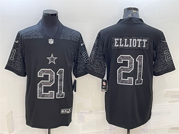 Men's Dallas Cowboys #21 Ezekiel Elliott Black Reflective Limited Stitched Football Jersey Men's Dallas Cowboys #21 Ezekiel Elliott Black Reflective Limited Stitched Football Jersey