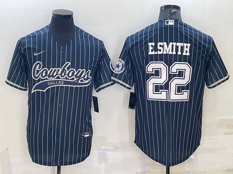 Men's Dallas Cowboys #22 Emmitt Smith Navy With Patch Cool Base Stitched Baseball Jersey Men's Dallas Cowboys #22 Emmitt Smith Navy With Patch Cool Base Stitched Baseball Jersey