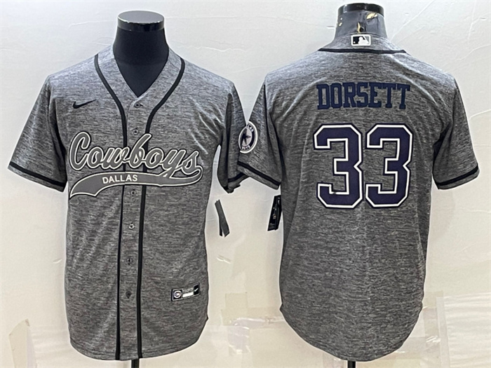 Men's Dallas Cowboys #33 Tony Dorsett Grey With Patch Cool Base Stitched Baseball JerseyS Men's Dallas Cowboys #33 Tony Dorsett Grey With Patch Cool Base Stitched Baseball JerseyS