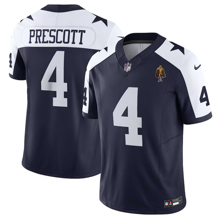Men's Dallas Cowboys #4 Dak Prescott Navy 2023 F.U.S.E. With Walter Payton Patch Thanksgiving Limited Stitched Football Jersey Men's Dallas Cowboys #4 Dak Prescott Navy 2023 F.U.S.E. With Walter Payton Patch Thanksgiving Limited Stitched Football Jersey