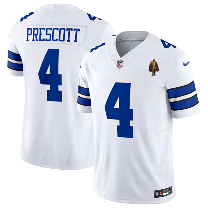 Men's Dallas Cowboys #4 Dak Prescott White 2023 F.U.S.E. With Walter Payton Patch Vapor Limited Stitched Football Jersey Men's Dallas Cowboys #4 Dak Prescott White 2023 F.U.S.E. With Walter Payton Patch Vapor Limited Stitched Football Jersey