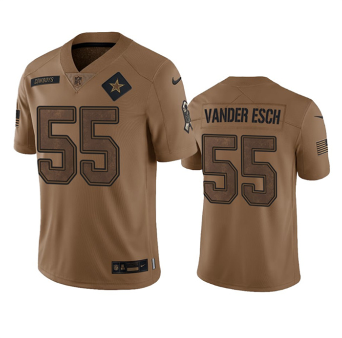 Men's Dallas Cowboys #55 Leighton Vander Esch 2023 Brown Salute To Service Limited Stitched Football Jersey Men's Dallas Cowboys #55 Leighton Vander Esch 2023 Brown Salute To Service Limited Stitched Football Jersey