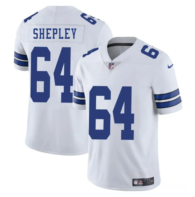 Men's Dallas Cowboys #64 Dakoda Shepleys White 2025 Vapor Untouchable Limited Stitched Football Jersey