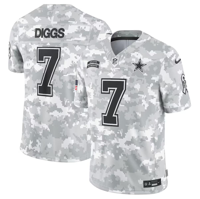 Men's Dallas Cowboys #7 Trevon Diggs 2024 Arctic Camo Salute To Service Limited Stitched Football Jersey Men's Dallas Cowboys #7 Trevon Diggs 2024 Arctic Camo Salute To Service Limited Stitched Football Jersey