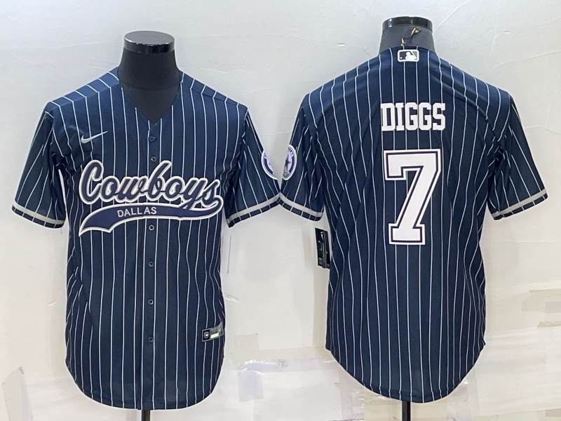 Men's Dallas Cowboys #7 Trevon Diggs Navy With Patch Cool Base Stitched Baseball Jersey Men's Dallas Cowboys #7 Trevon Diggs Navy With Patch Cool Base Stitched Baseball Jersey