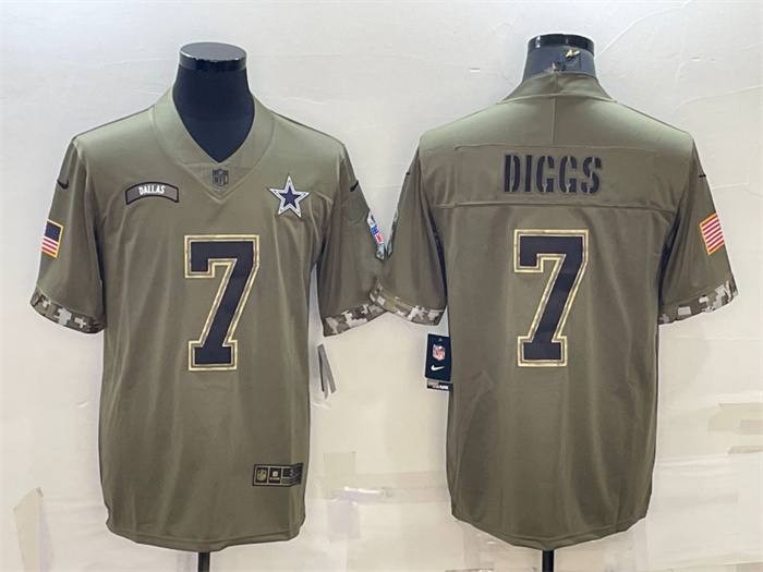 Men's Dallas Cowboys #7 Trevon Diggs Olive 2022 Salute To Service Limited Stitched Jersey Men's Dallas Cowboys #7 Trevon Diggs Olive 2022 Salute To Service Limited Stitched Jersey