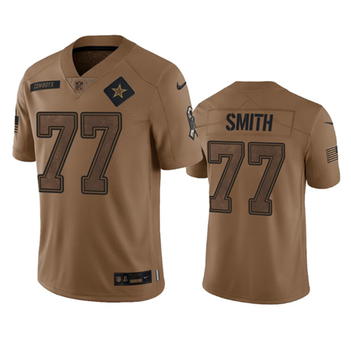 Men's Dallas Cowboys #77 Tyron Smith 2023 Brown Salute To Service Limited Stitched Football Jersey Men's Dallas Cowboys #77 Tyron Smith 2023 Brown Salute To Service Limited Stitched Football Jersey