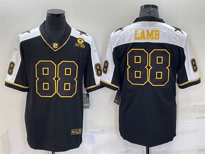 Men's Dallas Cowboys #88 CeeDee Lamb Black Gold Thanksgiving With Patch Stitched Jersey Men's Dallas Cowboys #88 CeeDee Lamb Black Gold Thanksgiving With Patch Stitched Jersey