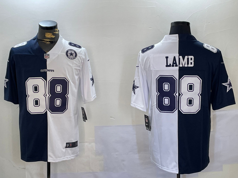 Men's Dallas Cowboys #88 CeeDee Lamb Navy And White Split Stitched Jersey 1 Men's Dallas Cowboys #88 CeeDee Lamb Navy And White Split Stitched Jersey 1