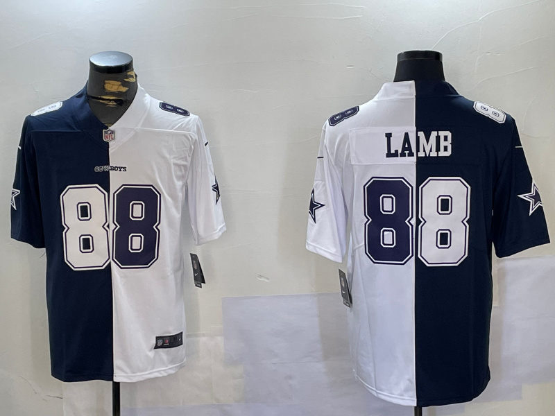 Men's Dallas Cowboys #88 CeeDee Lamb Navy And White Split Stitched Jersey Men's Dallas Cowboys #88 CeeDee Lamb Navy And White Split Stitched Jersey