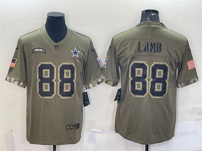 Men's Dallas Cowboys #88 CeeDee Lamb Olive 2022 Salute To Service Limited Stitched Jersey Men's Dallas Cowboys #88 CeeDee Lamb Olive 2022 Salute To Service Limited Stitched Jersey