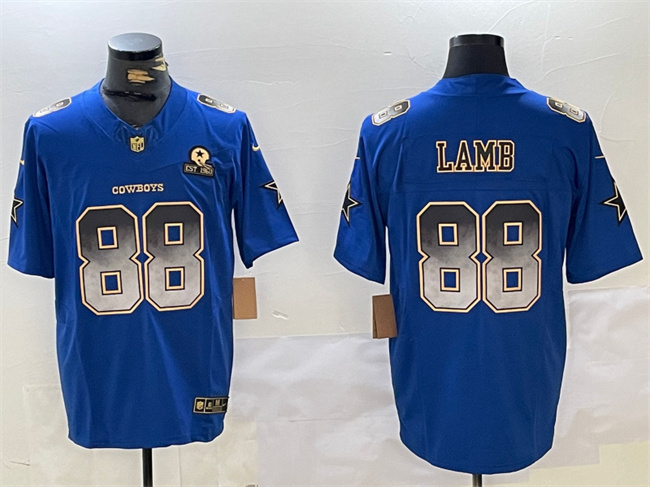 Men's Dallas Cowboys #88 CeeDee Lamb Royal F.U.S.E. With Established In 1960 Patch Stitched Football Jersey Men's Dallas Cowboys #88 CeeDee Lamb Royal F.U.S.E. With Established In 1960 Patch Stitched Football Jersey