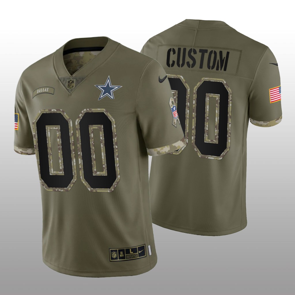 Men's Dallas Cowboys ACTIVE PLAYER Custom Olive 2022 Salute To Service Limited Stitched Jersey Men's Dallas Cowboys ACTIVE PLAYER Custom Olive 2022 Salute To Service Limited Stitched Jersey