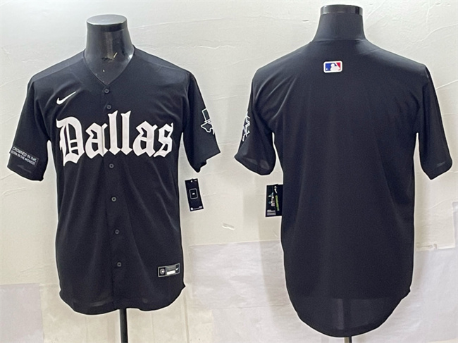 Men's Dallas Cowboys Blank Black 'Gothic Lone Star Edition' Limited Stitched Baseball Jersey Men's Dallas Cowboys Blank Black 'Gothic Lone Star Edition' Limited Stitched Baseball Jersey