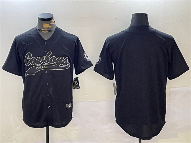 Men's Dallas Cowboys Blank Black With Patch Cool Base Stitched Baseball Jersey Men's Dallas Cowboys Blank Black With Patch Cool Base Stitched Baseball Jersey