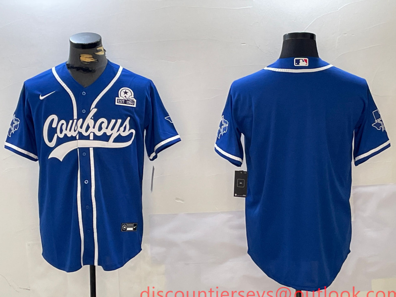 Men's Dallas Cowboys Blank Royal With Patch Cool Base Stitched Baseball Jersey 1 Men's Dallas Cowboys Blank Royal With Patch Cool Base Stitched Baseball Jersey 1
