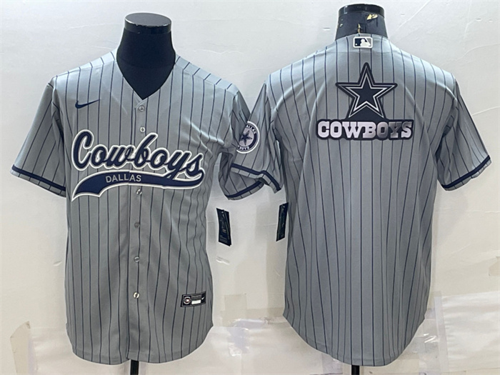 Men's Dallas Cowboys Grey Team Big Logo With Patch Cool Base Stitched Baseball Jersey Men's Dallas Cowboys Grey Team Big Logo With Patch Cool Base Stitched Baseball Jersey