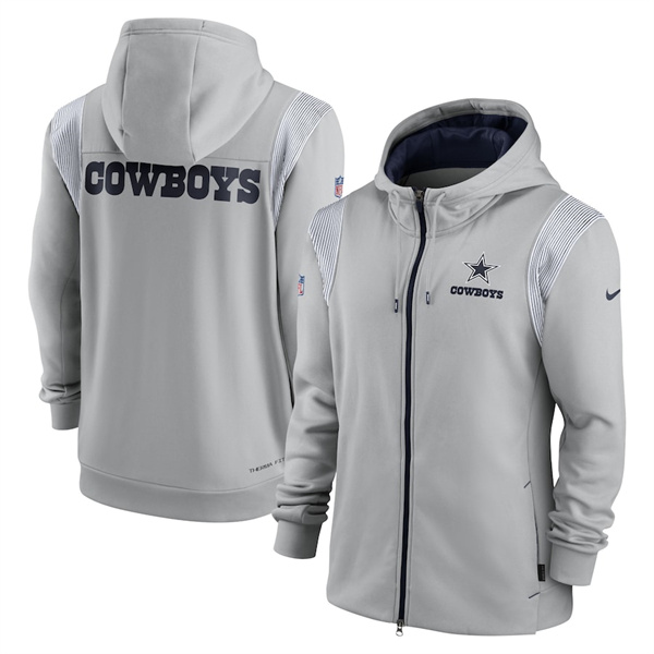 Men's Dallas Cowboys Grey Zipper Hoodie Men's Dallas Cowboys Grey Zipper Hoodie