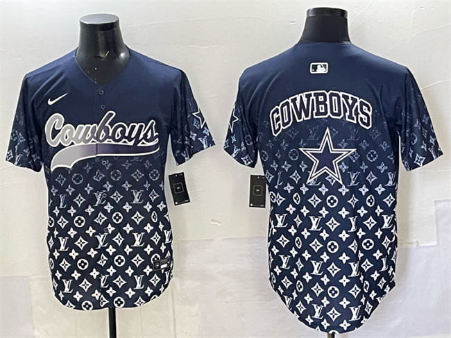 Men's Dallas Cowboys Team Big Logo Navy Limited Stitched Baseball Jersey 3 Men's Dallas Cowboys Team Big Logo Navy Limited Stitched Baseball Jersey 3