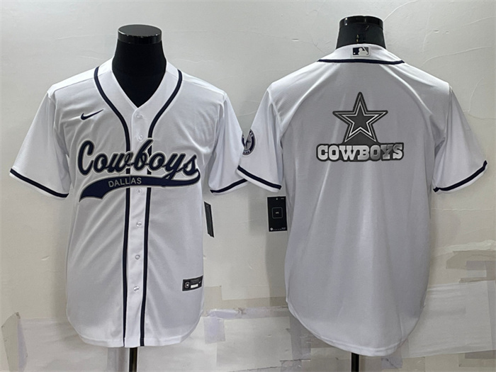Men's Dallas Cowboys White Team Big Logo With Patch Cool Base Stitched Baseball Jersey Men's Dallas Cowboys White Team Big Logo With Patch Cool Base Stitched Baseball Jersey