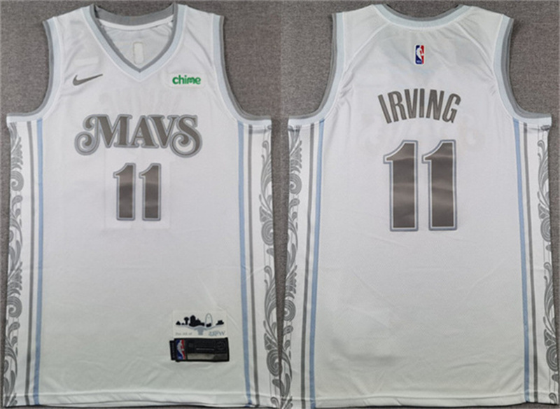 Men's Dallas Mavericks #11 Kyrie Irving White 2024-25 City Edition Stitched Basketball Jersey Men's Dallas Mavericks #11 Kyrie Irving White 2024-25 City Edition Stitched Basketball Jersey