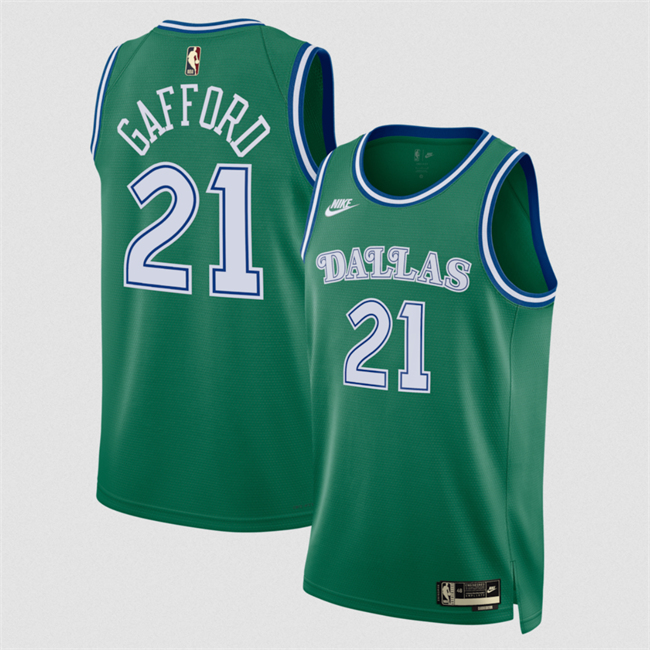 Men's Dallas Mavericks #21 Daniel Gafford Green 2025 Classic Edition Stitched Basketball Jersey Men's Dallas Mavericks #21 Daniel Gafford Green 2025 Classic Edition Stitched Basketball Jersey