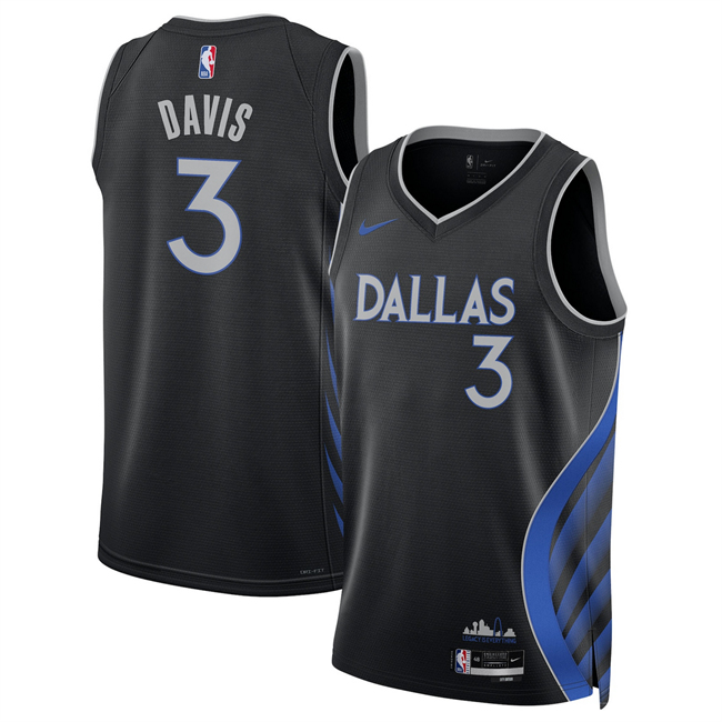 Men's Dallas Mavericks #3 Anthony Davis Black 2025 26 City Edition Stitched Basketball Jersey Men's Dallas Mavericks #3 Anthony Davis Black 2025 26 City Edition Stitched Basketball Jersey