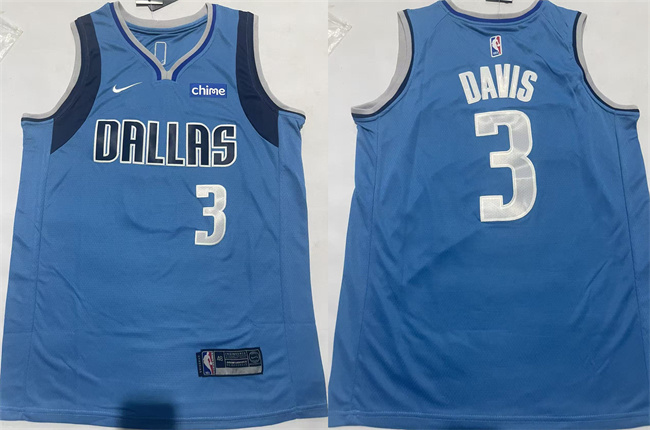 Men's Dallas Mavericks #3 Anthony Davis Blue 2025 Icon Edition Stitched Basketball Jersey