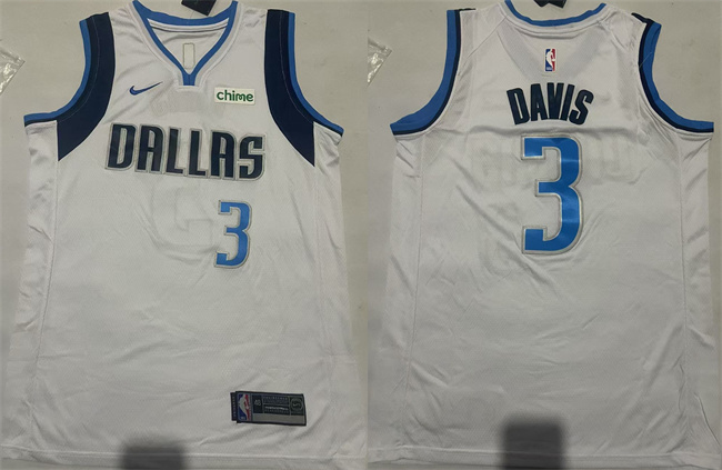 Men's Dallas Mavericks #3 Anthony Davis White 2025 Association Edition Stitched Basketball Jersey Men's Dallas Mavericks #3 Anthony Davis White 2025 Association Edition Stitched Basketball Jersey