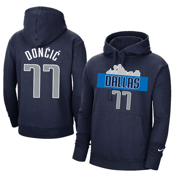 Men's Dallas Mavericks #77 Luka Doncic 2021 Navy Pullover Hoodie Men's Dallas Mavericks #77 Luka Doncic 2021 Navy Pullover Hoodie