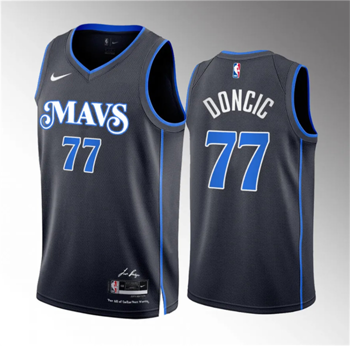 Men's Dallas Mavericks #77 Luka Doncic Black 2023 24 City Edition Stitched Basketball Jersey Men's Dallas Mavericks #77 Luka Doncic Black 2023 24 City Edition Stitched Basketball Jersey