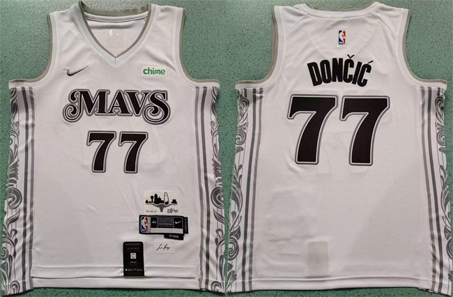 Men's Dallas Mavericks #77 Luka Doncic White 2024 City Edition Stitched Basketball Jersey Men's Dallas Mavericks #77 Luka Doncic White 2024 City Edition Stitched Basketball Jersey