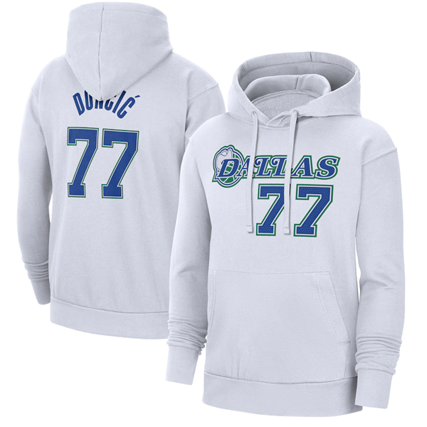 Men's Dallas Mavericks #77 Luka Doncic White Pullover Hoodies Men's Dallas Mavericks #77 Luka Doncic White Pullover Hoodies