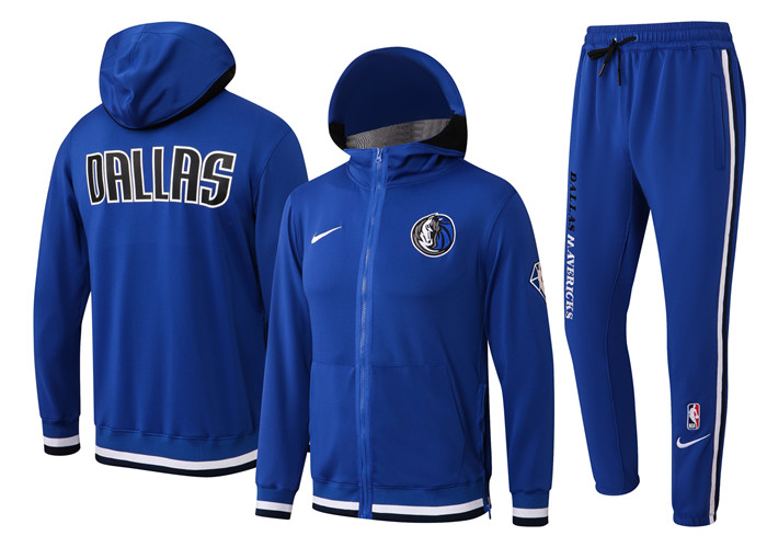 Men's Dallas Mavericks 75th Anniversary Royal Performance Showtime Full-Zip Hoodie Jacket And Pants Suit Men's Dallas Mavericks 75th Anniversary Royal Performance Showtime Full-Zip Hoodie Jacket And Pants Suit