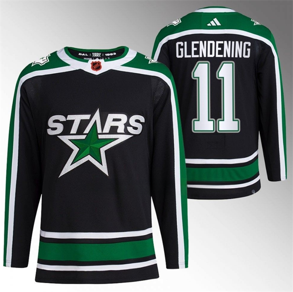 Men's Dallas Stars #11 Luke Glendening Black 2022-23 Reverse Retro Stitched Jersey Men's Dallas Stars #11 Luke Glendening Black 2022-23 Reverse Retro Stitched Jersey
