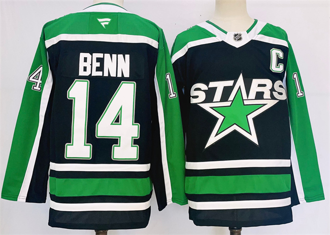 Men's Dallas Stars #14 Jamie Benn Black 2024-25 Reverse Retro Stitched Jersey Men's Dallas Stars #14 Jamie Benn Black 2024-25 Reverse Retro Stitched Jersey