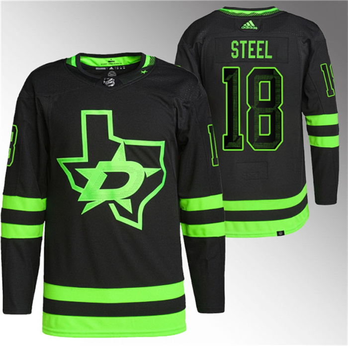 Men's Dallas Stars #18 Sam Steel Black Stitched Jersey Men's Dallas Stars #18 Sam Steel Black Stitched Jersey