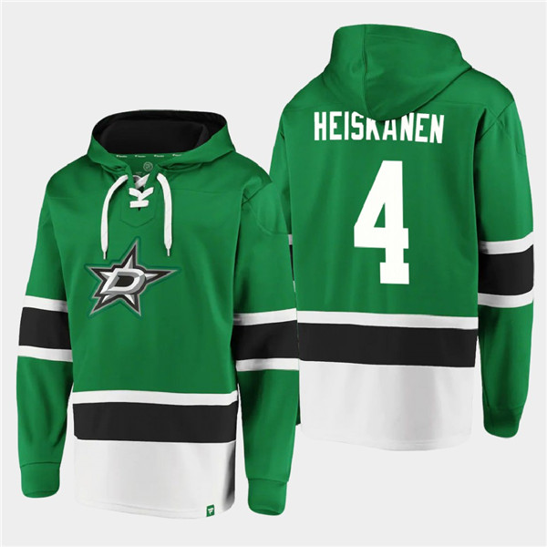 Men's Dallas Stars #4 Miro Heiskanen Green Ageless Must-Have Lace-Up Pullover Hoodie Men's Dallas Stars #4 Miro Heiskanen Green Ageless Must-Have Lace-Up Pullover Hoodie