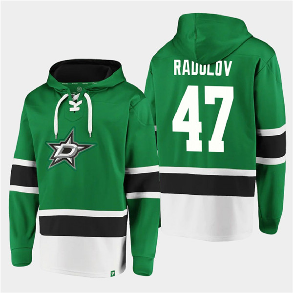 Men's Dallas Stars #47 Alexander Radulov Green Ageless Must-Have Lace-Up Pullover Hoodie Men's Dallas Stars #47 Alexander Radulov Green Ageless Must-Have Lace-Up Pullover Hoodie