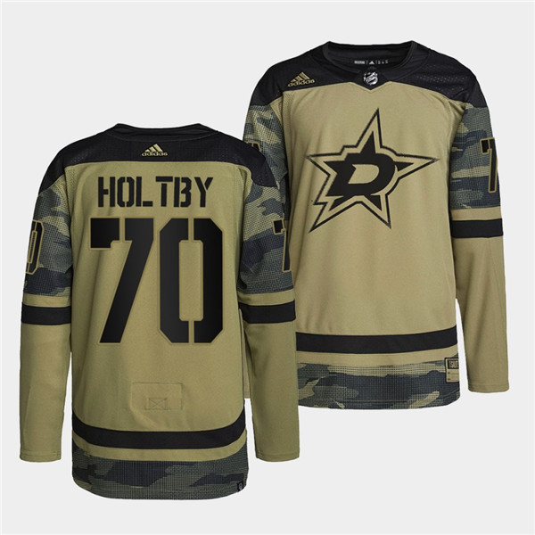 Men's Dallas Stars #70 Braden Holtby 2022 Camo Military Appreciation Night Stitched Jersey Men's Dallas Stars #70 Braden Holtby 2022 Camo Military Appreciation Night Stitched Jersey