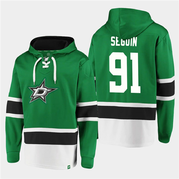 Men's Dallas Stars #91 Tyler Seguin Green Ageless Must-Have Lace-Up Pullover Hoodie Men's Dallas Stars #91 Tyler Seguin Green Ageless Must-Have Lace-Up Pullover Hoodie